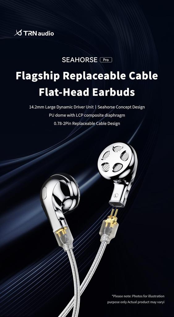 TRN Seahorse Pro Intraconca Earphones Dynamic Driver Earphones Wired Composite Diaphragm Earphones Aluminum Housing 2Pin Detachable Cable 14.2mm