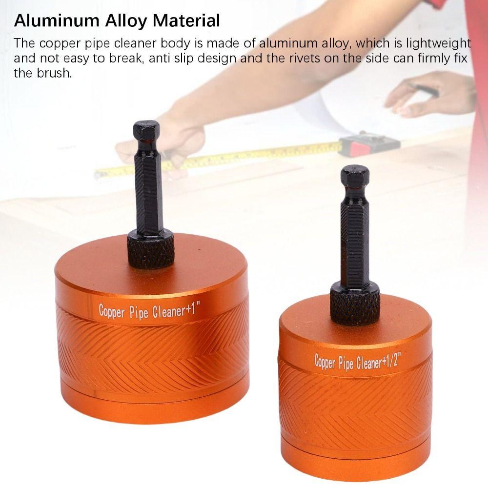 2pcs Aluminum Alloy Metal Pipe Cleaner Orange Copper Pipe Cleaning Tool Plumbing