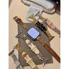 Женская металлическая цепочка со вставками из кожи ремешок для Apple Watch 11 10 46мм 42мм Браслет Ultra 3 2 49мм 9 8 7 6 5 4 SE 45мм 44мм 41мм 40мм