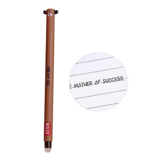 Стирающаяся ручка 0,7 мм с черными чернилами, с мягкой рукояткой, приятной для кожи, с милыми колпачками в виде животных, кнопочный механизм, перезаправляемые ручки, школьные принадлежности