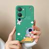 Для Vivo Y400 Pro Y03t Y02t Y18i Y18t iQOO U5x Z9 Lite Чехол для телефона Милый узор с космонавтом Жидкий силикон Защитный противоударный чехол на заднюю панель Для Vivo Capa