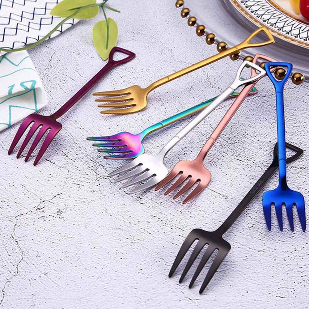 New Long Handle Kitchen Ice Cream Stainless Steel Spoon Fork Shovel Shape