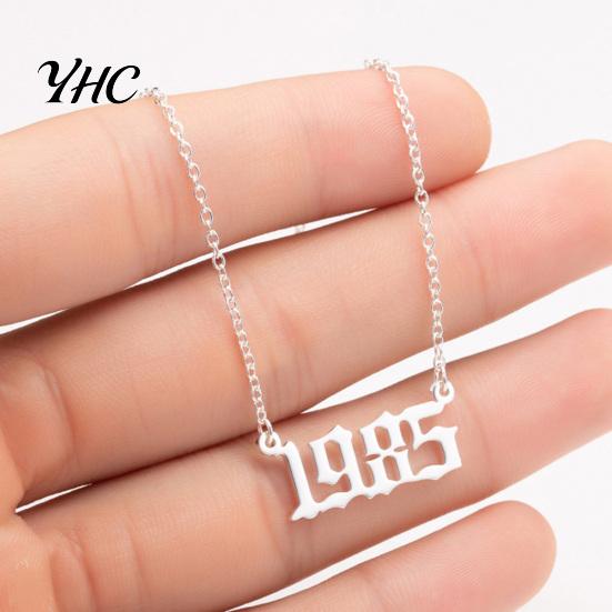 Ожерелье-цепочка из нержавеющей стали с номером года рождения 1980-2019, ювелирные изделия