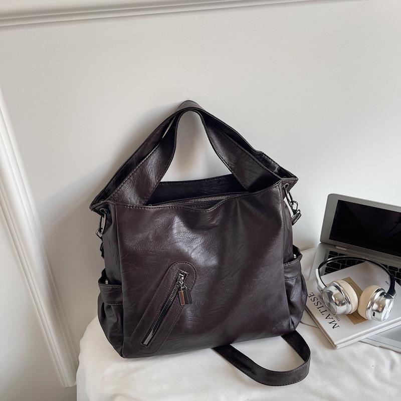 2025 Женская Модная Текстурированная Сумка-Тоут Большой Вместимости на Плечо и Через Плечо