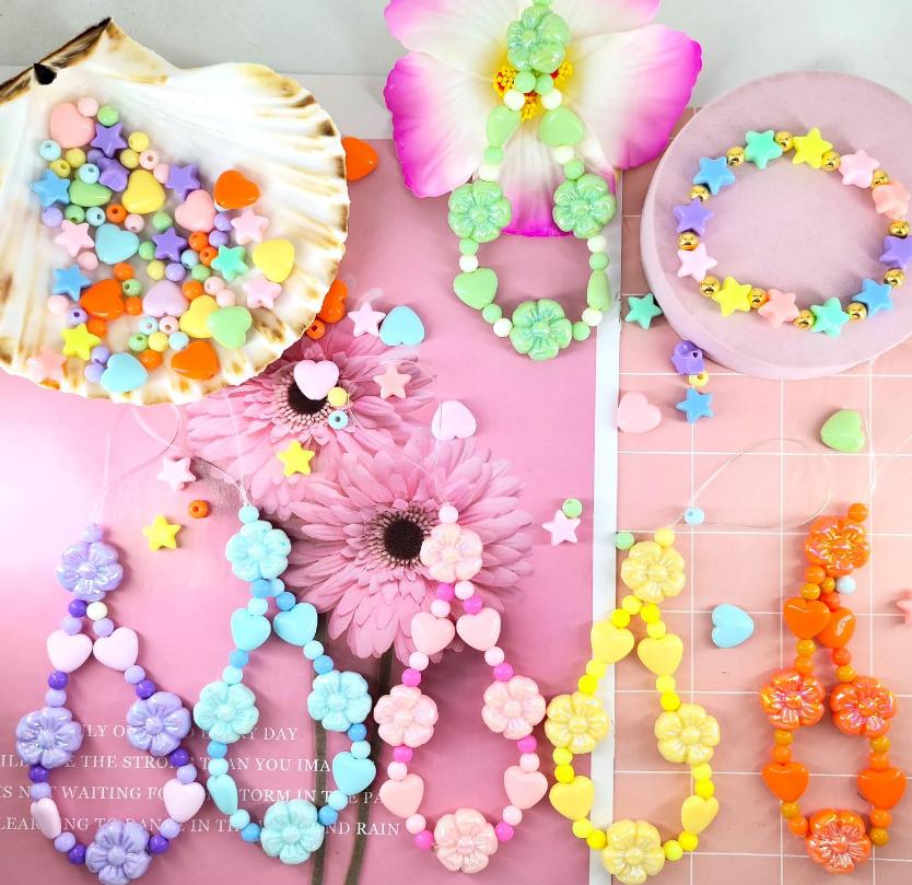 100pcs Macaron Color Handmade Materials Fashion Jewelry Accessories DIY Creamy Flower Beads Bracelet Necklace Accessories