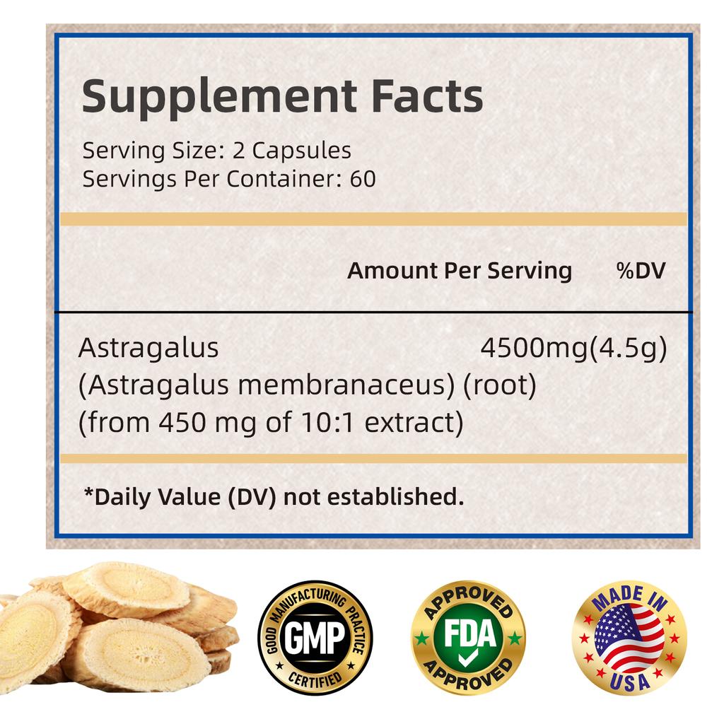 COOLKIN 4500mg Astragalus Extract Supplement - Antioxidant - Immune System Health