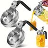 2pcs 304 Stainless Steel Mason Jar Lids with Handle - 86mm Spill-Proof Flip-Top Spout, Rust-Resistant, Leak-Proof Design for Kitchen, Camping, Travel