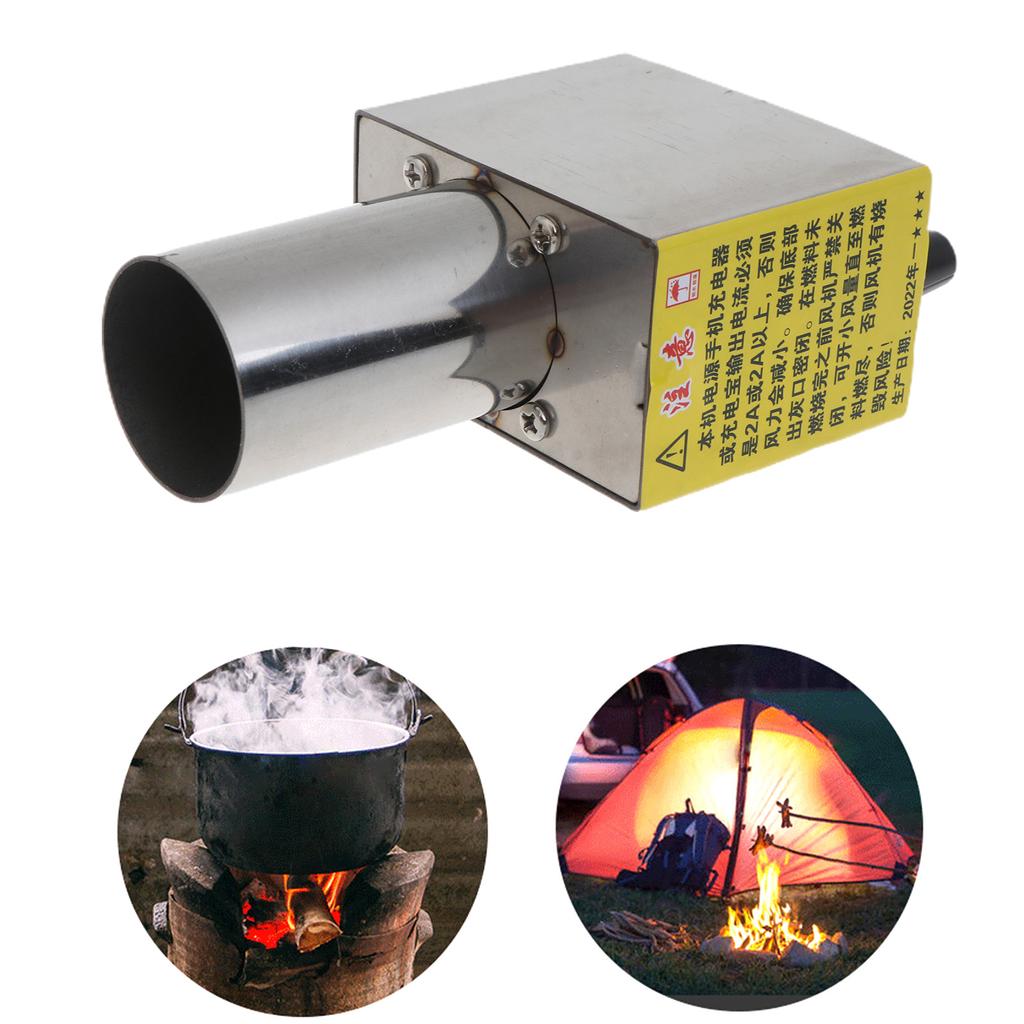 BBQ Fan USB 5V Portable Barbeque Air Blower For Outdoor Barbecue Fire Bellow Camping Hiking Picnic Stainless Steel