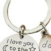Dad Mom Keychain Bag Pendant Creative I Love You To The Moon Metal Keyring Heart Shape for