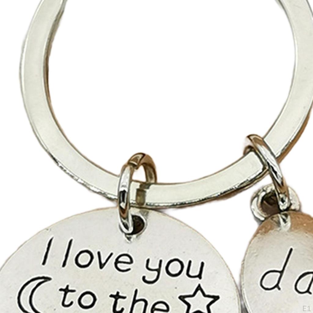 Dad Mom Keychain Bag Pendant Creative I Love You To The Moon Metal Keyring Heart Shape for