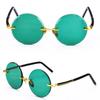 Неполяризованные модные классические солнцезащитные очки без оправы для женщин и мужчин, темно-зеленые линзы, солнцезащитные очки, круглые очки, летние декоративные очки