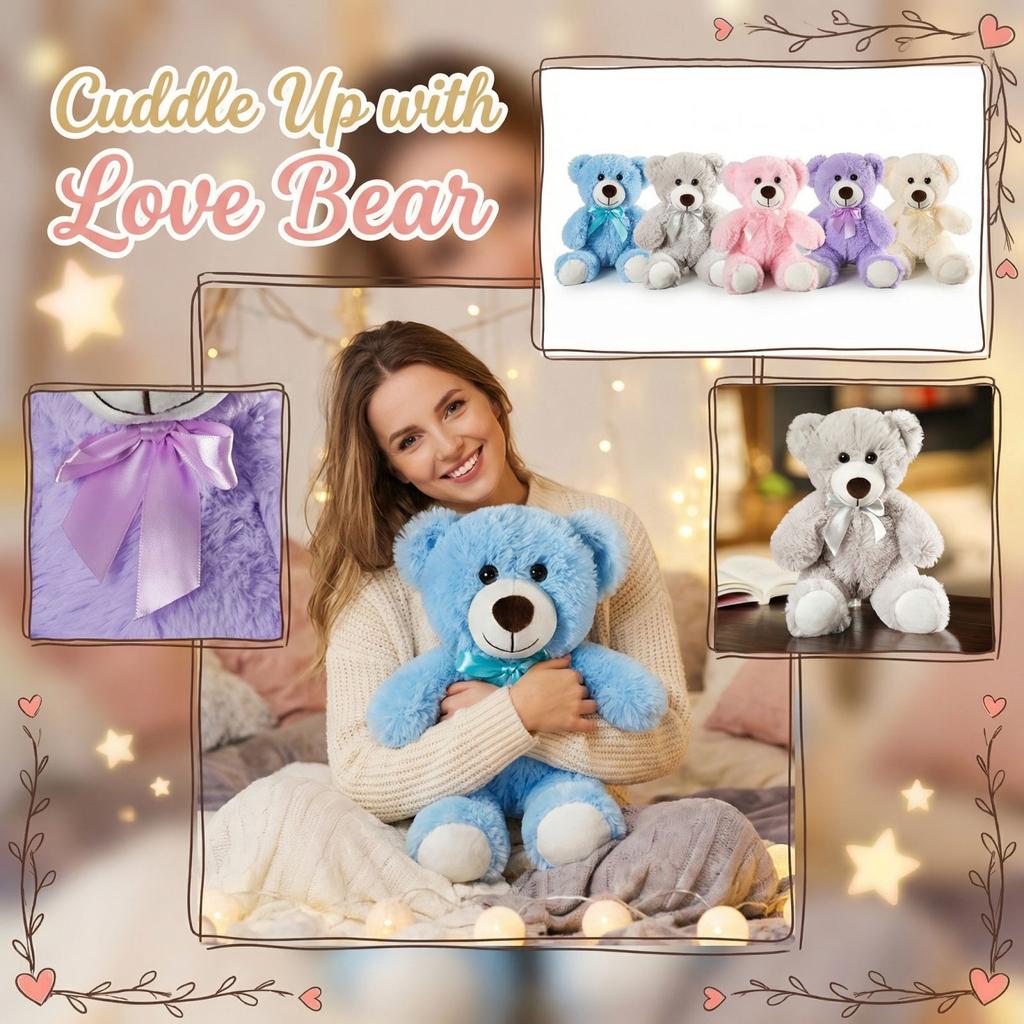 Плюшевая игрушка Медведь с бантом, Плюшевый мишка, Успокаивающая кукла, помогающая заснуть.