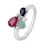 Silver Ring with 1.89ct Natural Ruby, Sapphire, Emerald (2112297) 2.95 Gr. 925 Samples