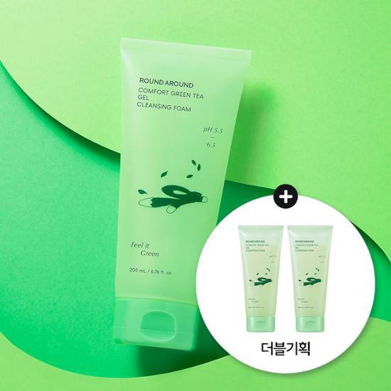 Round Around Comfort Green Tea Mildly Acidic Cleansing Gel Foam 200ml Double Plan