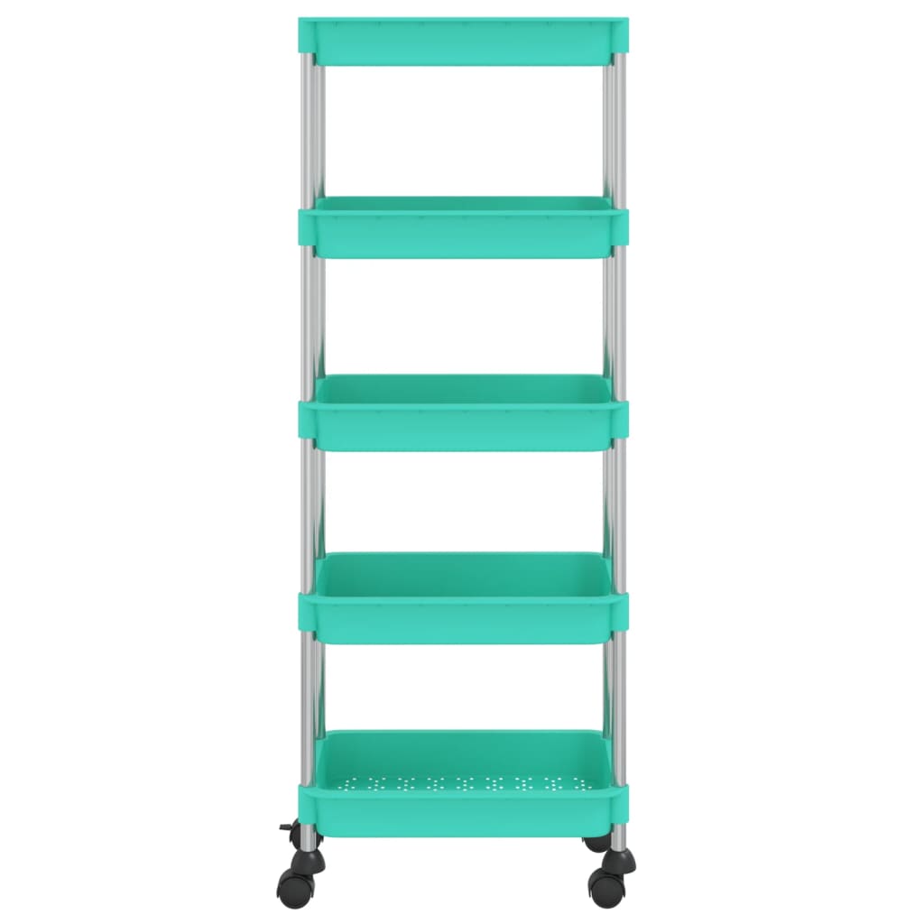 Kitchen Trolley 5 Tier Turquoise 42 x 29 x 128 cm Iron and ABS
