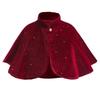 Girls Cape Cloak With Velvet Dress Formal Banquet Outfit