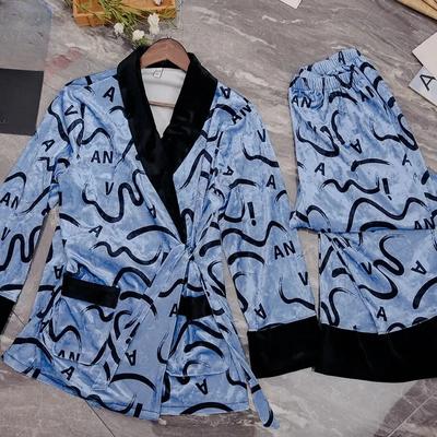 Пижама из бархата Gold Diamond, женская, осенне-зимняя, высокого класса, с длинным рукавом и фруктовым воротником, домашняя одежда