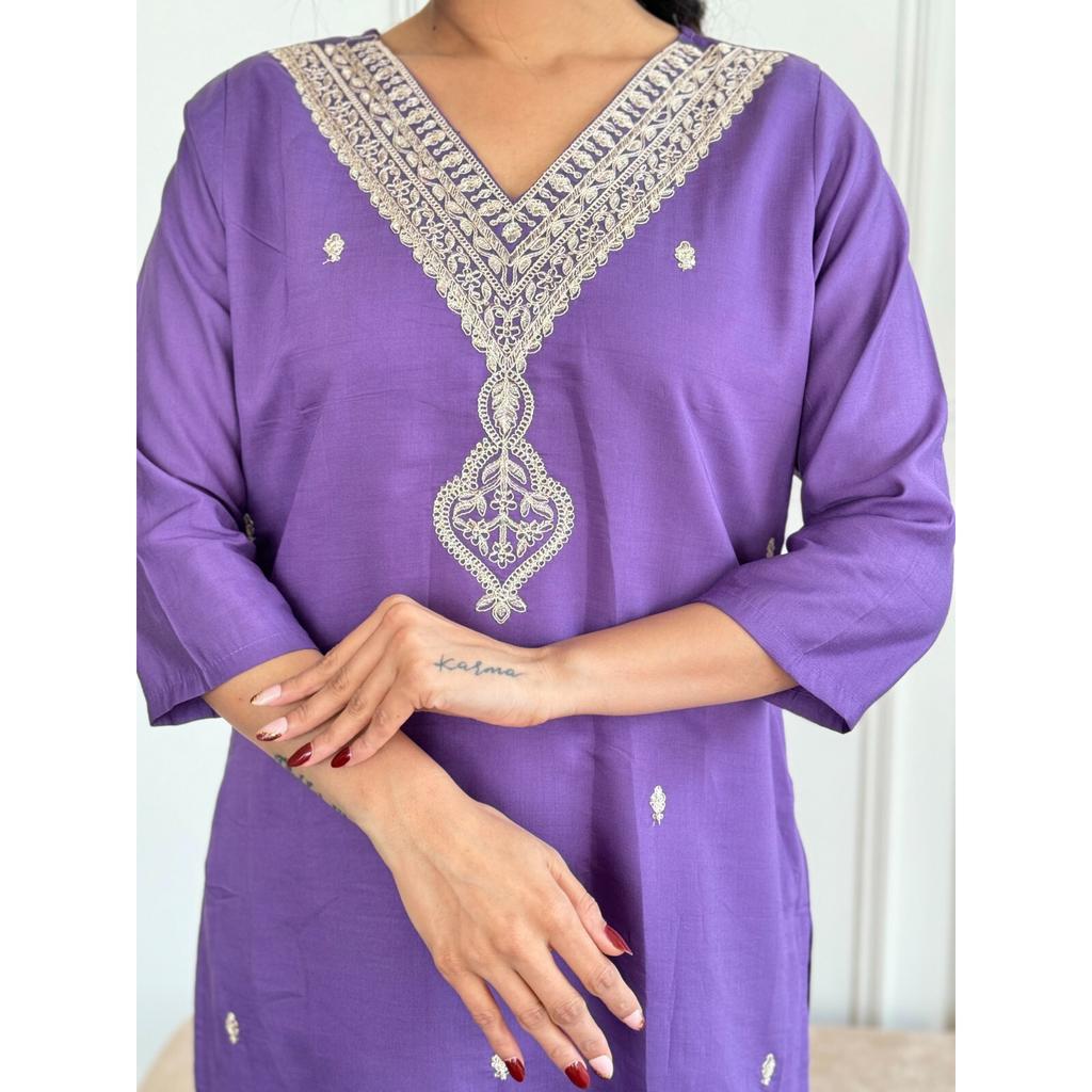 Viscose Chanderi Ethnic Kurta Set Designer Wedding Wear Kurti Pant Dupatta Set VF-1455