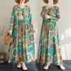 2025 Женское Новое Весеннее Длинное Платье Большого Размера С Длинным Рукавом О-Образным Вырезом Печать Свободное Повседневное Винтажное Макси
