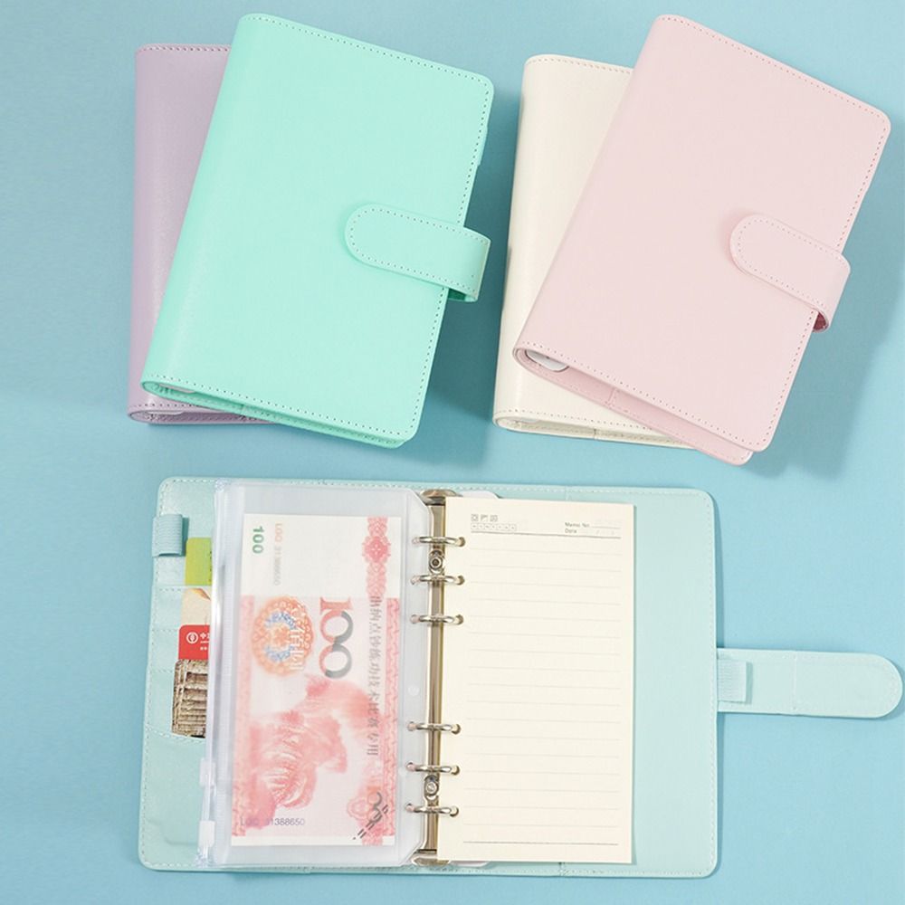 Pu Leather Saving Money Binder Macarone Color Budget Binder Loose-Leaf Notebook Savings Handbook