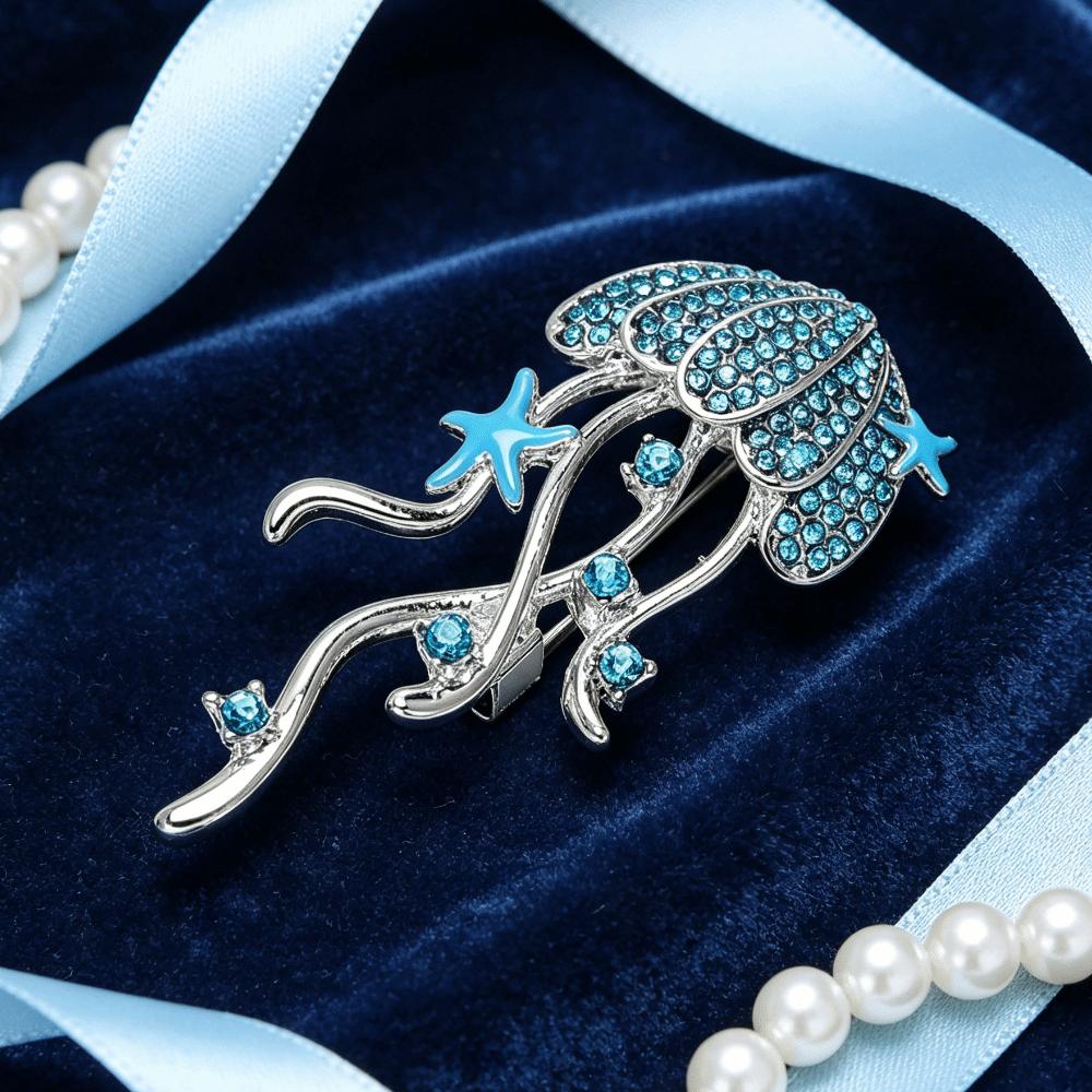 Sparkling Rhinestone Breast Pin Zinc Zinc Alloy Sea Life Pins New Jellyfish Brooches Women