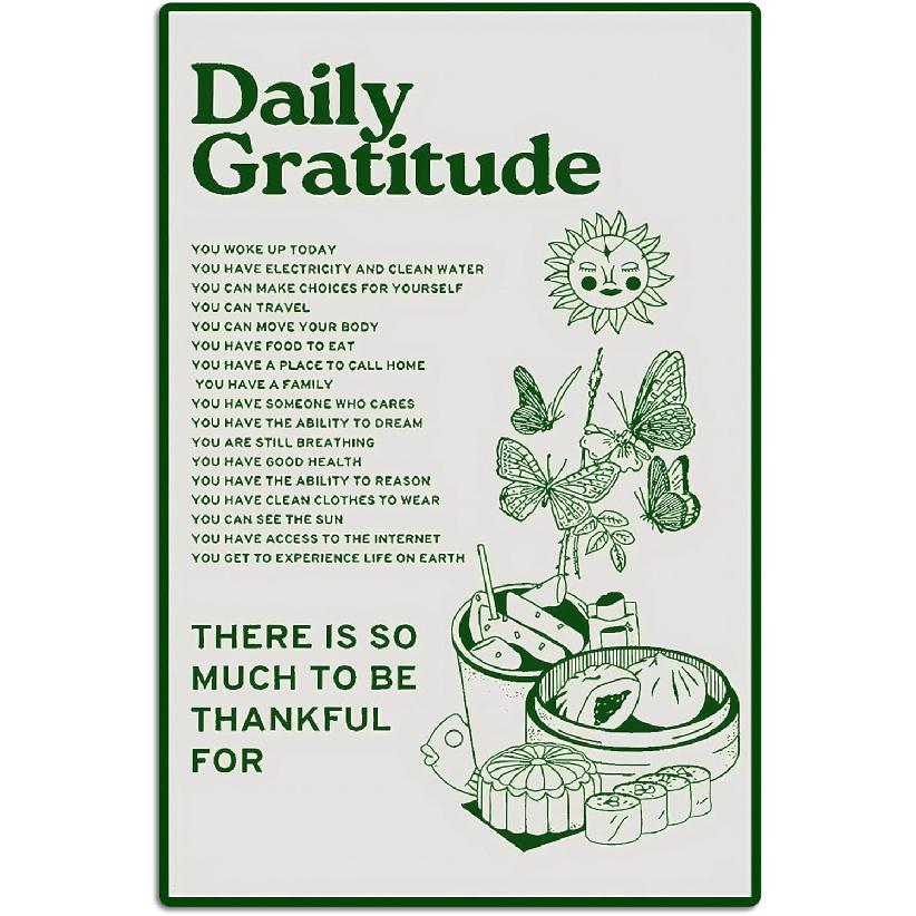Daily Positive Affirmations Posters pirational Metal Tin Sign Green Boho Room Aesthetic Decoration Home Office Classroom Cafe Bar Wall Decor 8x12
