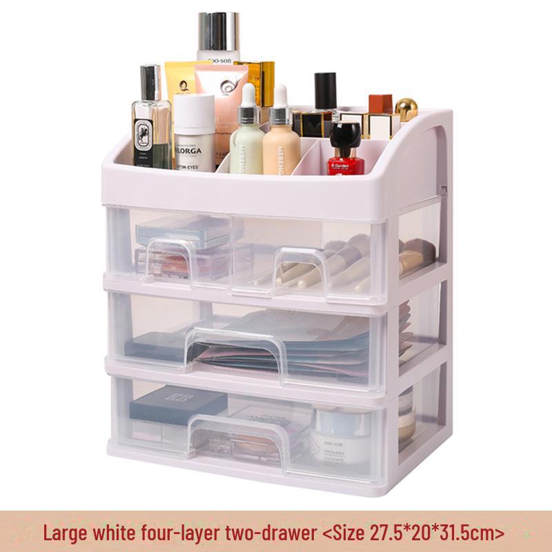 Multi-Layer Clear Drawer Cosmetic Storage Box - Dustproof & Compact Design