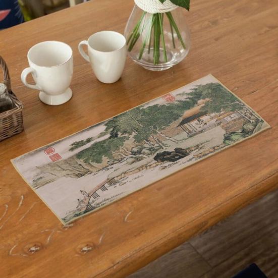 Tea Towel Chinese Painting Tea Coaster Exquisite Workmanship Strong Water Absorption Table Mat for Home
