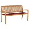 VidaXL Stackable Garden Bench and Cushion 159 Cm Solid Teak Wood