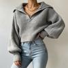 Autumn And Winter New Knitted Sweater Knitted Sweater Lapel Pullover Women'S Top