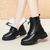 4 см Ботинки из натуральной кожи в британском стиле Женские туфли на платформе с квадратным каблуком Зима 2025 Толстая подошва Короткие ботильоны Мотоциклетные ботинки