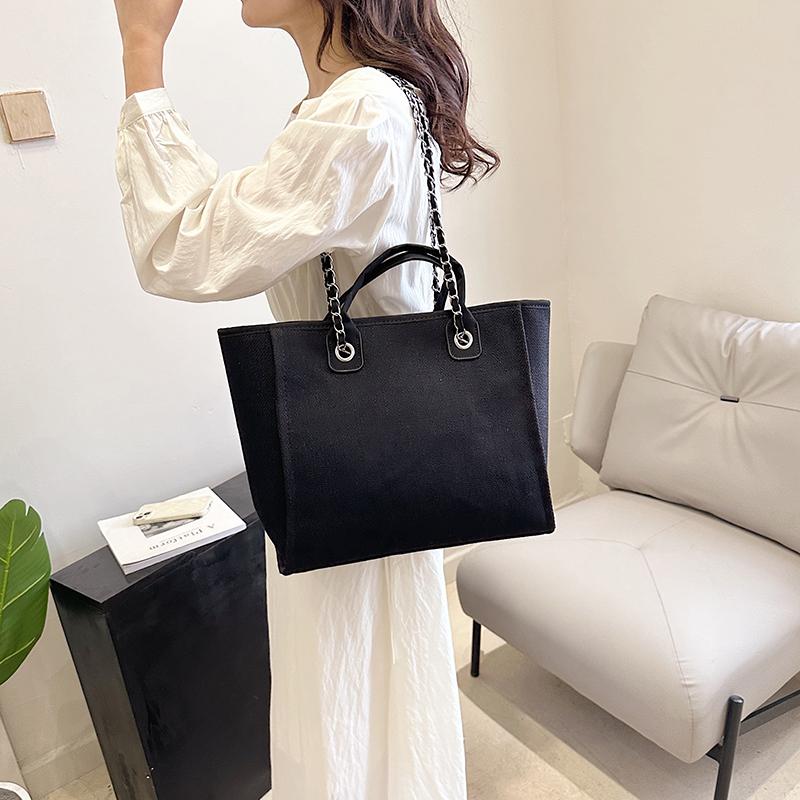 Fashion Simple Handbags Canvas Chain Bag Casual Large Capacity Chain Zipper Women's Shoulder Bag Tote Bag For Commute Shopping