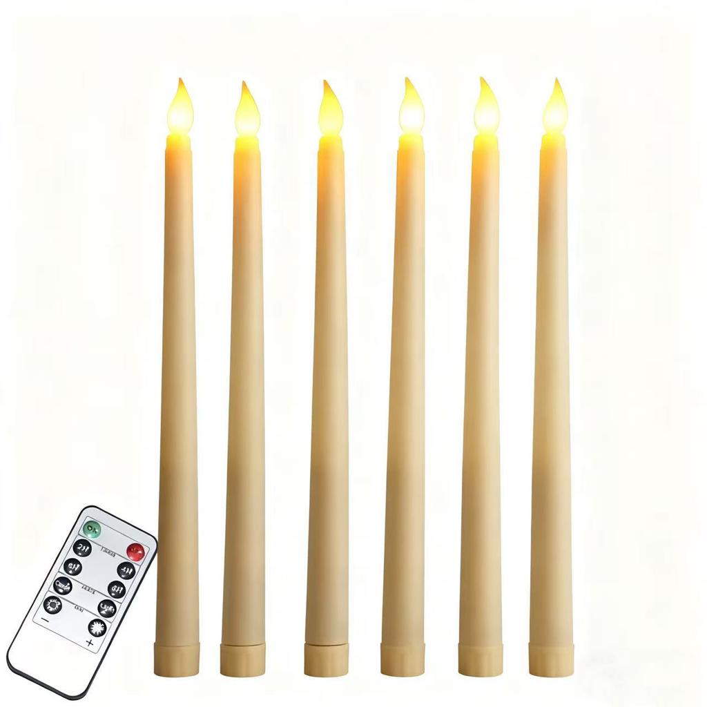 6pack LED Flameless Taper Candles Battery Operated Fake Flickering Candlesticks Electric Long Candles for Wedding Home Decor