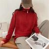 YYFS Женская мода повседневная осень-зима однотонный принт длинный рукав поло воротник свитера
