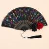 Sequin Decorated Spanish Handheld Fan Embroidered Flamenco Dance Fan New Gothic Dance Fan