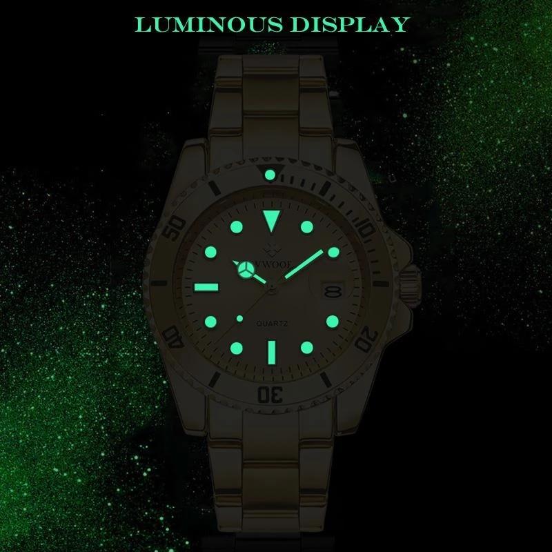 WWOOR Luxury Fashion Watch For Men Luminous Waterproof Date Male Clock Sport Watches Stainless Steel Quartz Relogio Masculino