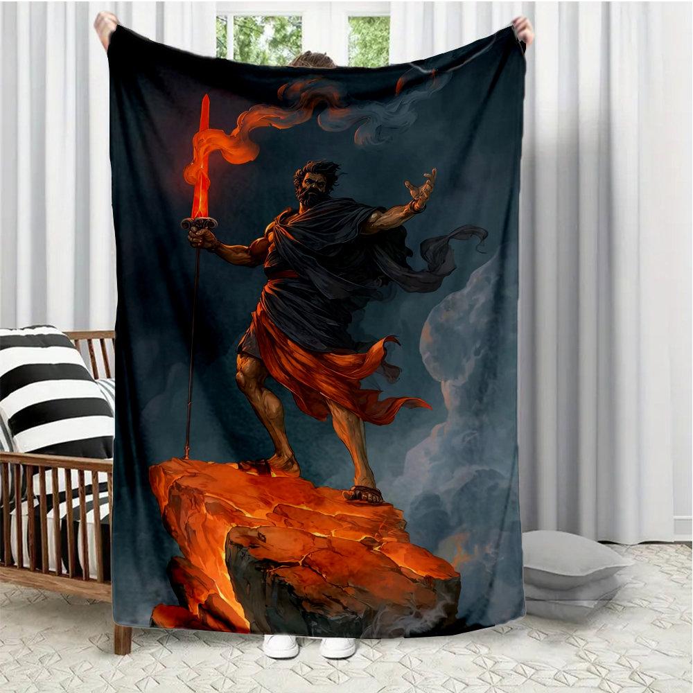 Greek mythology Prometheus Flannel printed blanket suitable for all seasons suitable for living room office sofa and travel