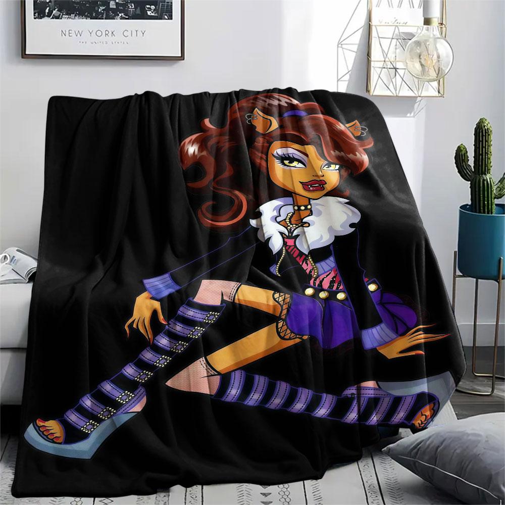 Clawdeen Cartoon Printed Flannel Blanket, soft throw for bedroom sofa, washable, fan merchandise, great gift.