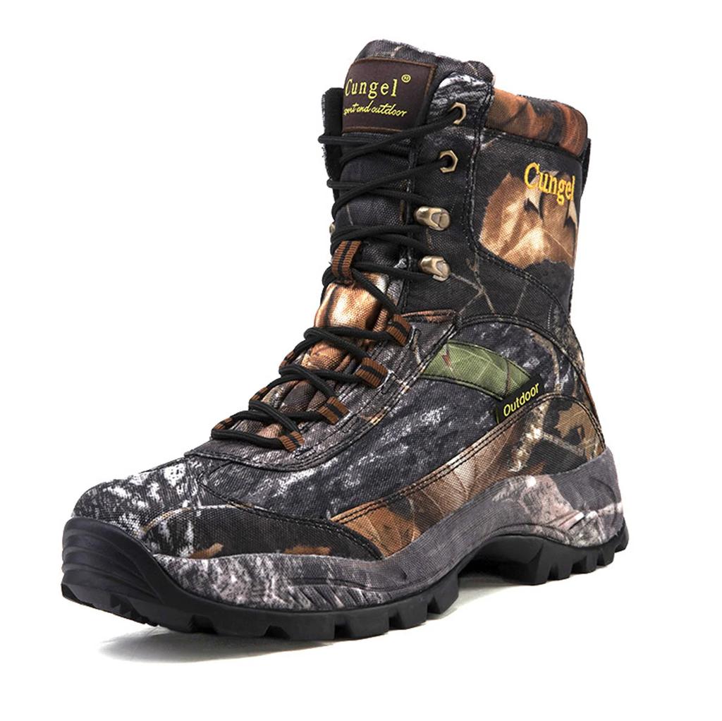 Fashion Men's High Top Camouflage Hunting Boots Breathable Outdoor Hiking Wear-Resistant Waterproof Mountaineering Boots Tactical Shoes