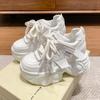 Мода 10,5 см Женские повседневные кожаные кроссовки Осень Шнуровка Обувь на высокой платформе Толстая подошва Спортивные папины кроссовки Женские кроссовки Chaussure Femme