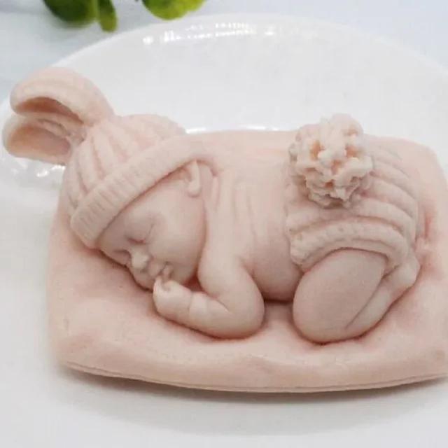 1PC 3DSleep Baby Candle Silicone Mold Cute Child Portrait DIY Craft Plaster Soap Resin Molds for Handmade Chocolate Ice Cube Bak