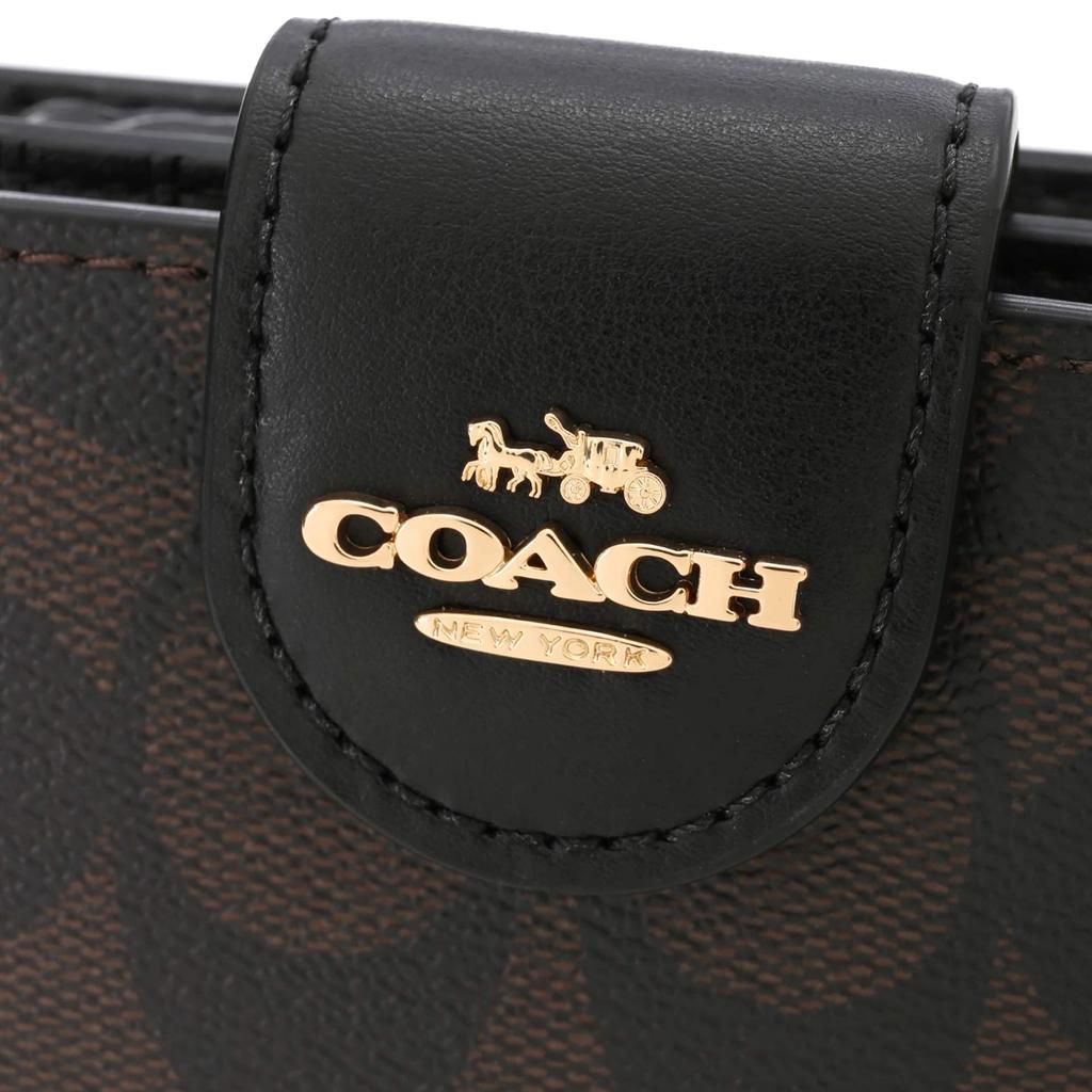 Outlet OUTLET Bifold Wallet C0082 IMAA8 Signature Canvas Brown [Coach] Brown/Black Black/Gold [Item]