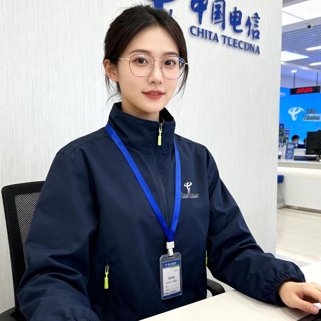 Пользовательская ветровка China Telecom для работы с логотипом для установки широкополосного доступа и послепродажного обслуживания