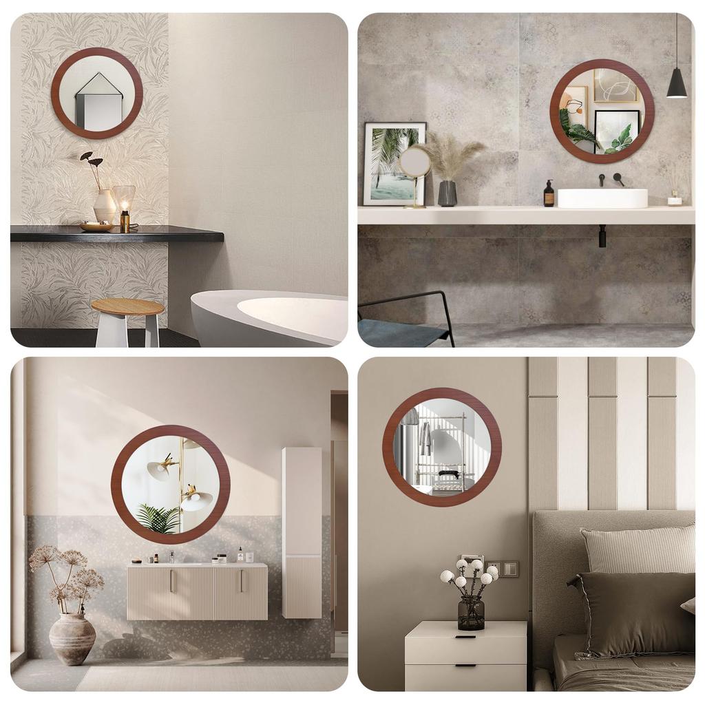 Hohoemi настенное зеркало из натурального дерева, круглое настенное ударопрочное зеркало HD, японское круглое зеркало, рамка, зеркало, зеркало, интерьер, ванная комната,