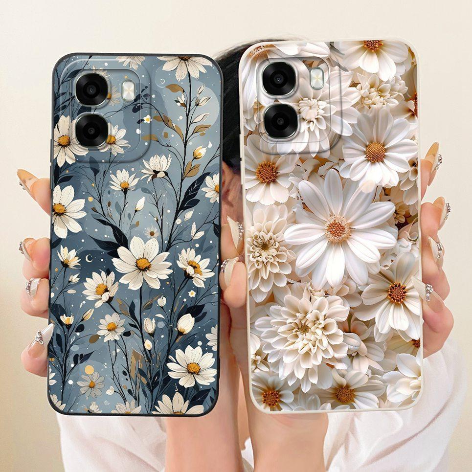 Liquid Silicone Back Cover For Oppo A6t Pro 4G 5G CPH2847 CPH2849 Phone Case Luxury Girly Flower Butterfly Bow Painting Casing