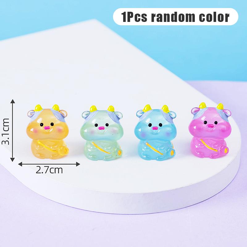 1Pcs Chinese Zodiac Mini Luminous Ornaments Cartoon Animal Resin Ornament Micro Landscape Decoration Diy Desktop Decor