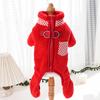 Dog Cat Clothing Going Out Double Traction Buckle Four-legged Fleece Autumn and Winter Teddy Pet Clothes