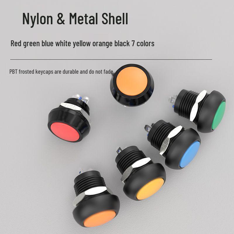 12мм 220В Сверхмалый Металлический Переключатель с Фиксацией и Самовозвратом Пуск-Стоп