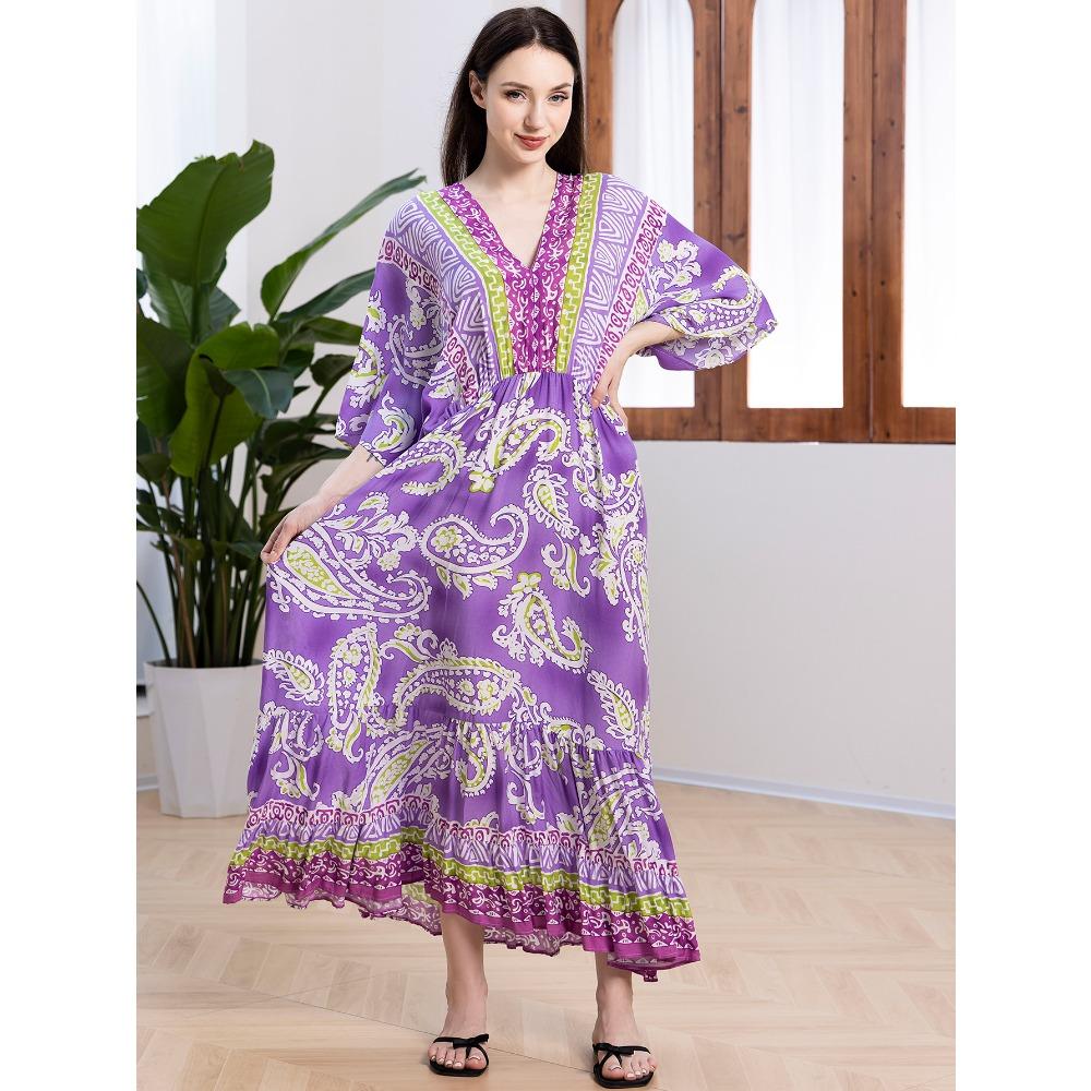 Бохо Кафтан Платье Большого Размера, Женское Пляжное Платье Макси Большого Размера