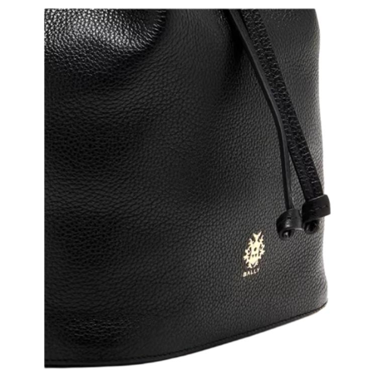 Bally Логотип Застежка-шнурок Сумка-ведро Кожаная Сумка через плечо Женские сумки Черный 6312074